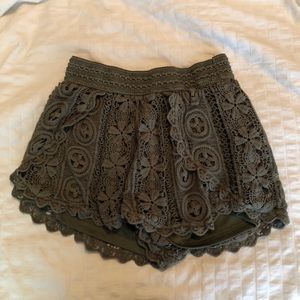 Francesca’s Olive Lace Shorts